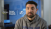 nick paul in tampa bay lightning conference room for interview with tampa general hospital