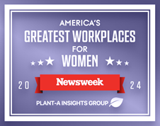 newsweek americas greatest workplaces for women 2024 purple badge with tagline plant-a insights group