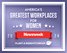 newsweek americas greatest workplaces for women 2024 purple badge with tagline plant-a insights group
