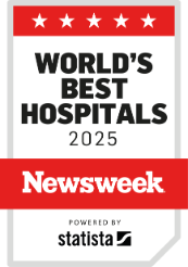 newsweek world's best hospitals 2025 badge with powered by statista logo